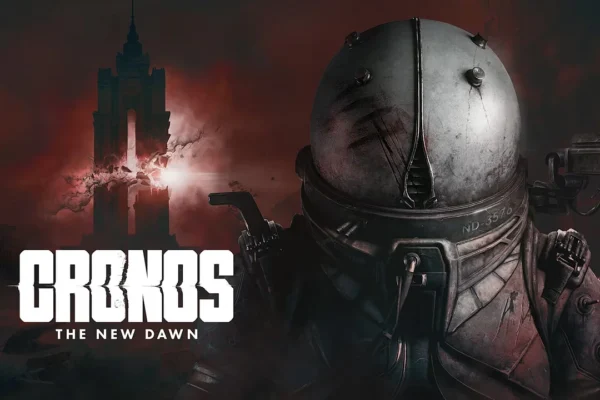 Arte promocional de Cronos: The New Dawn con un astronauta y una torre postapocalíptica, el nuevo videojuego exclusivo de Bloober Team.