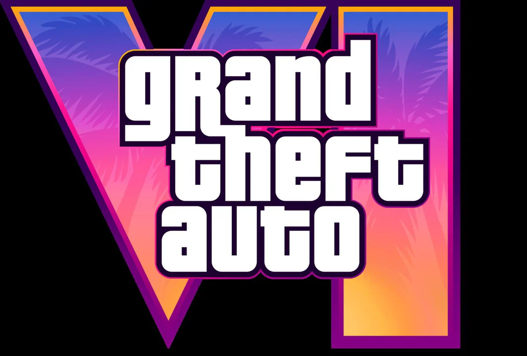Logotipo oficial de Grand Theft Auto VI con degradado neón, utilizado para anunciar la fecha de lanzamiento del juego para noviembre de 2026.