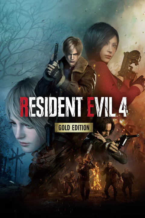 Portada oficial de Resident Evil 4 Gold Edition con Leon S. Kennedy y Ada Wong, protagonista y aliada de la saga de terror de Capcom.