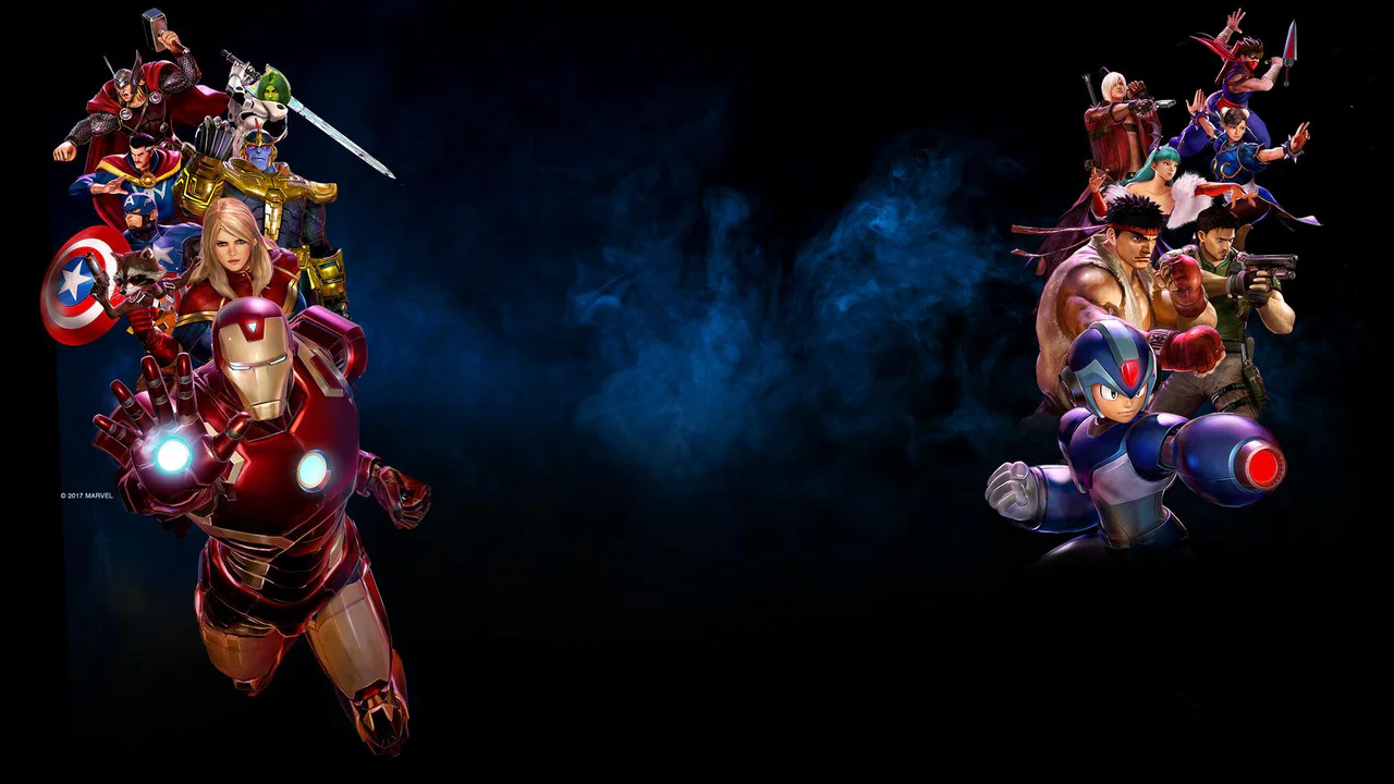 Personajes de Marvel vs Capcom enfrentándose, representando la propiedad intelectual y títulos icónicos publicados por Capcom.