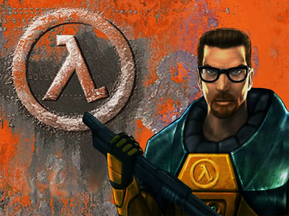 Gordon Freeman con traje HEV y el logotipo oficial de Half-Life para ilustrar las noticias sobre el proyecto HLX.