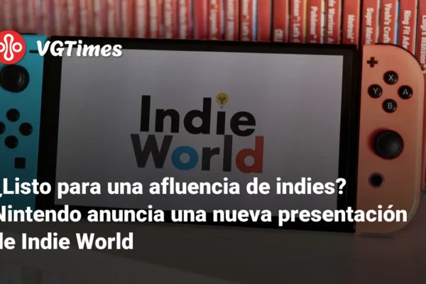 Consola Nintendo Switch mostrando el logo oficial de Indie World en pantalla, utilizada para anunciar presentaciones de juegos independientes.