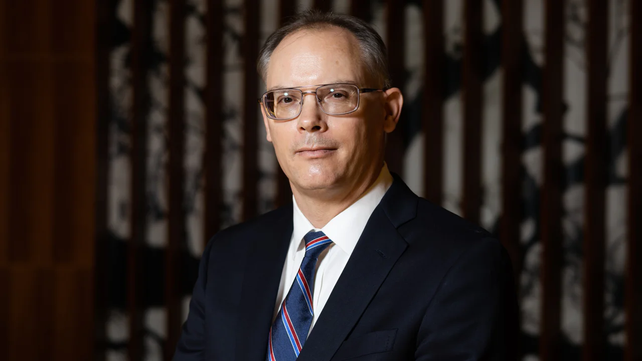 Tim Sweeney, CEO of Epic Games, during a formal interview, focusing on his perspective regarding industry policies.